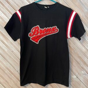 Bronx Black and Red Short Sleeve Tee Embroidered Stripes Embossed